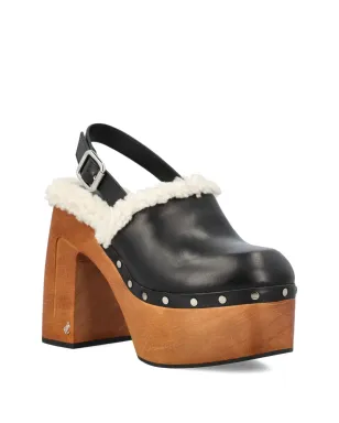 Jimmy Choo leather platform sheepskin sandals - Black - サムネイル2