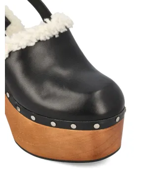 Jimmy Choo leather platform sheepskin sandals - Black - サムネイル3