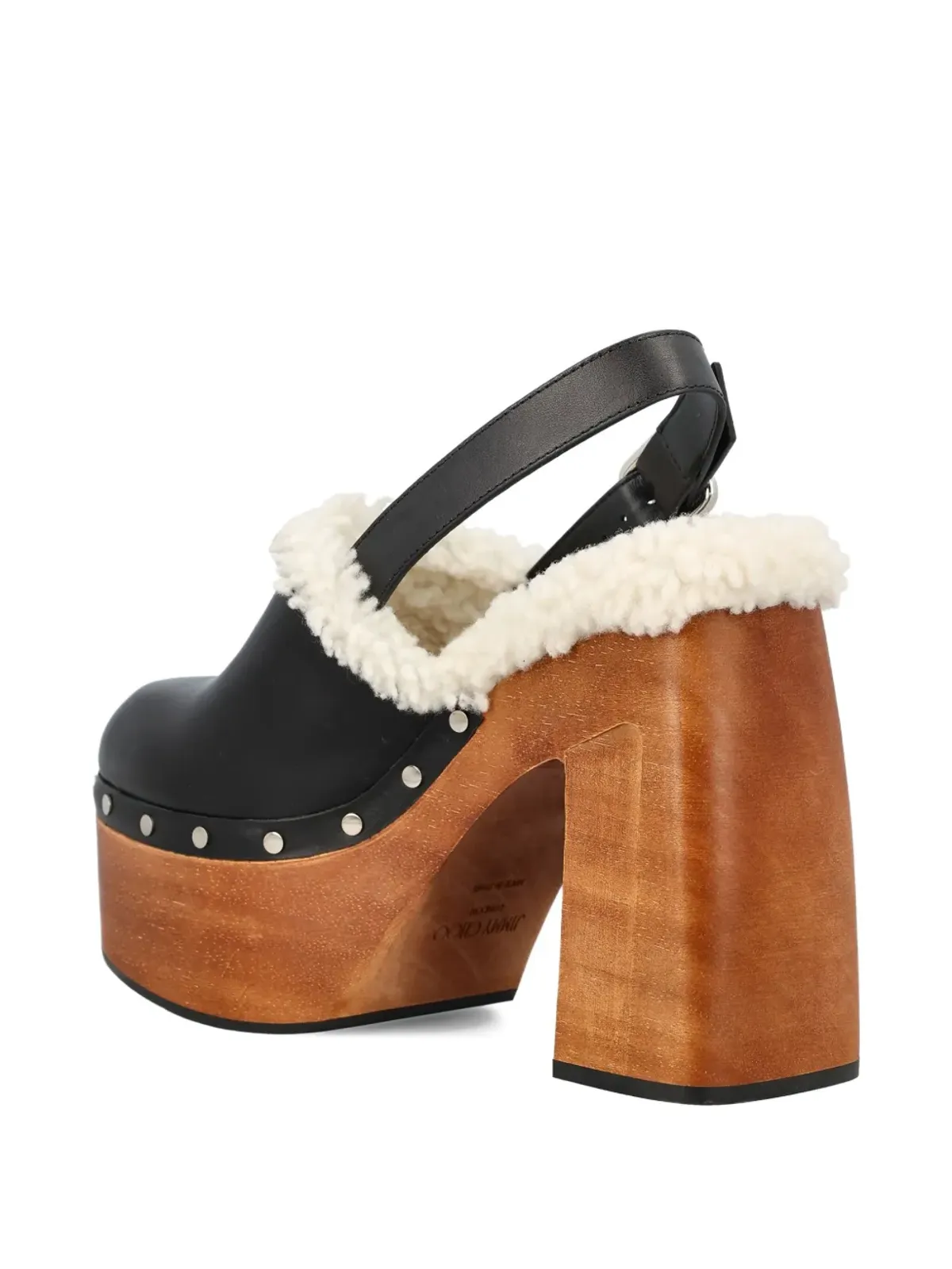 Jimmy Choo leather platform sheepskin sandals - Black - 画像4