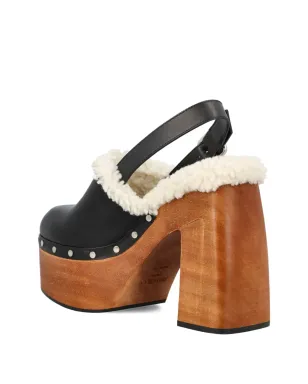 Jimmy Choo leather platform sheepskin sandals - Black - サムネイル4