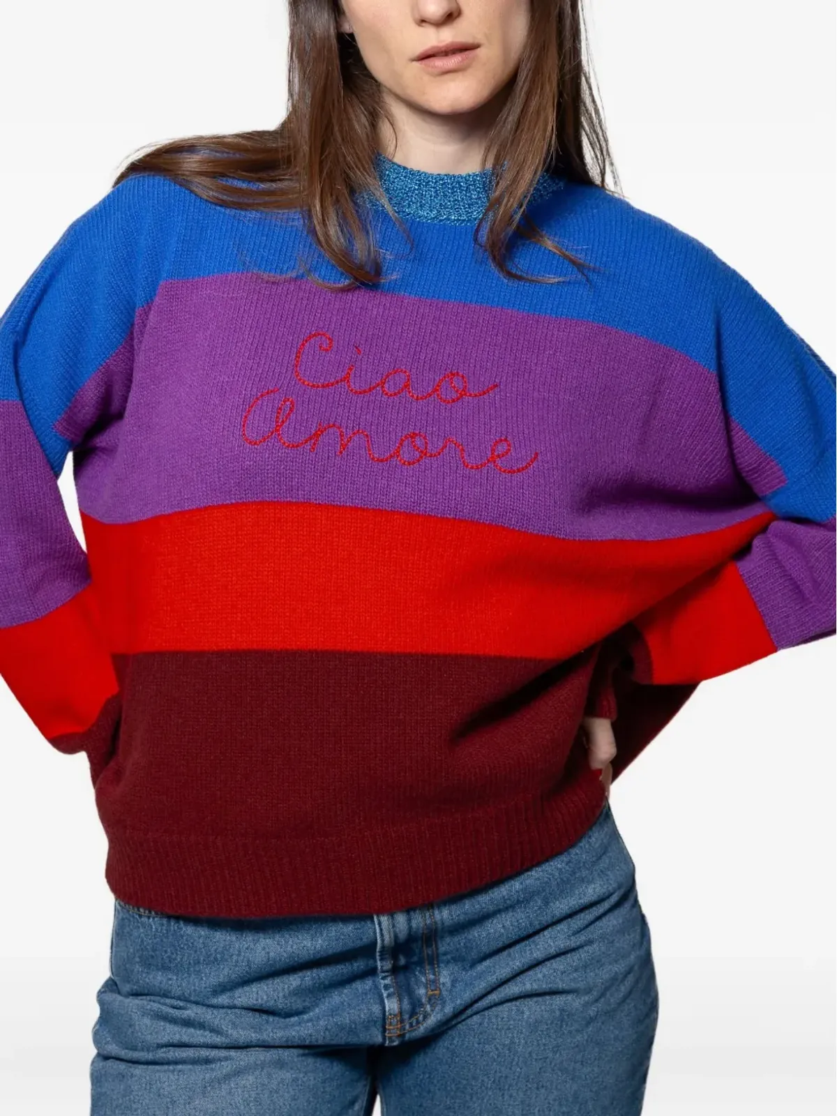 Giada Benincasa ストライプ柄刺繍ロゴセーター - 画像2