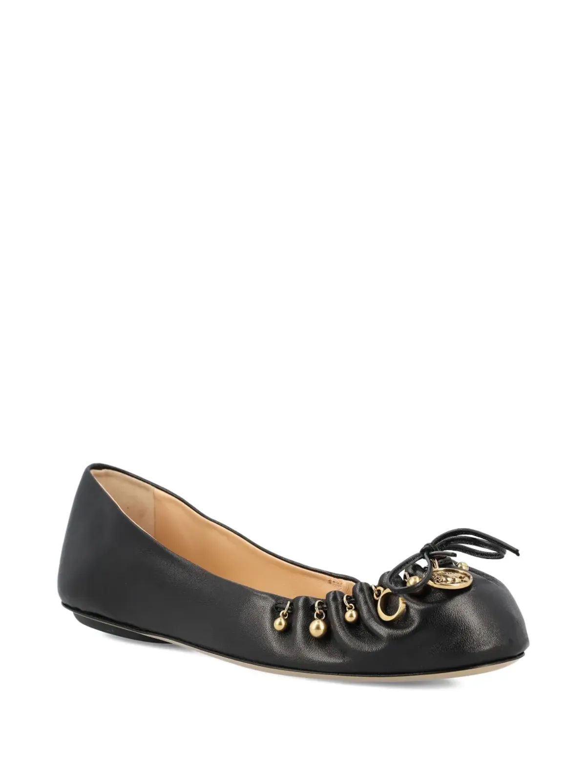 Chloé embellished ruffled ballet flats - Black - 画像2