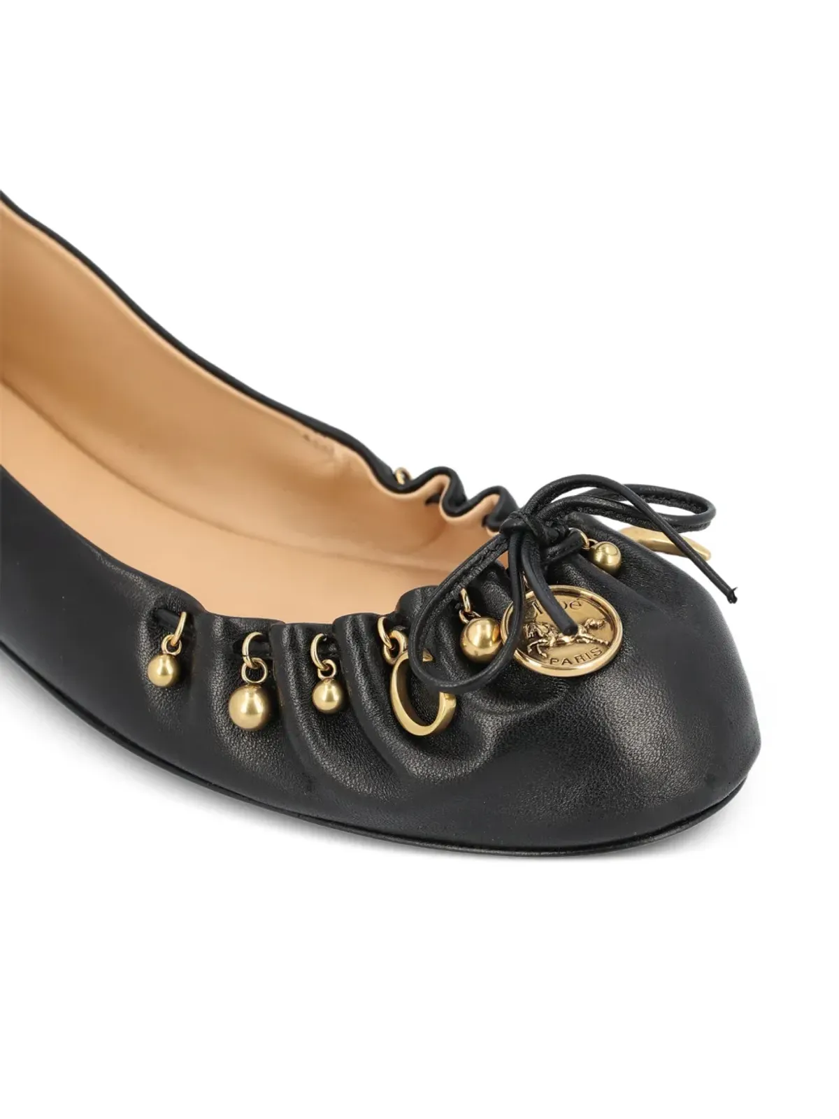 Chloé embellished ruffled ballet flats - Black - 画像3