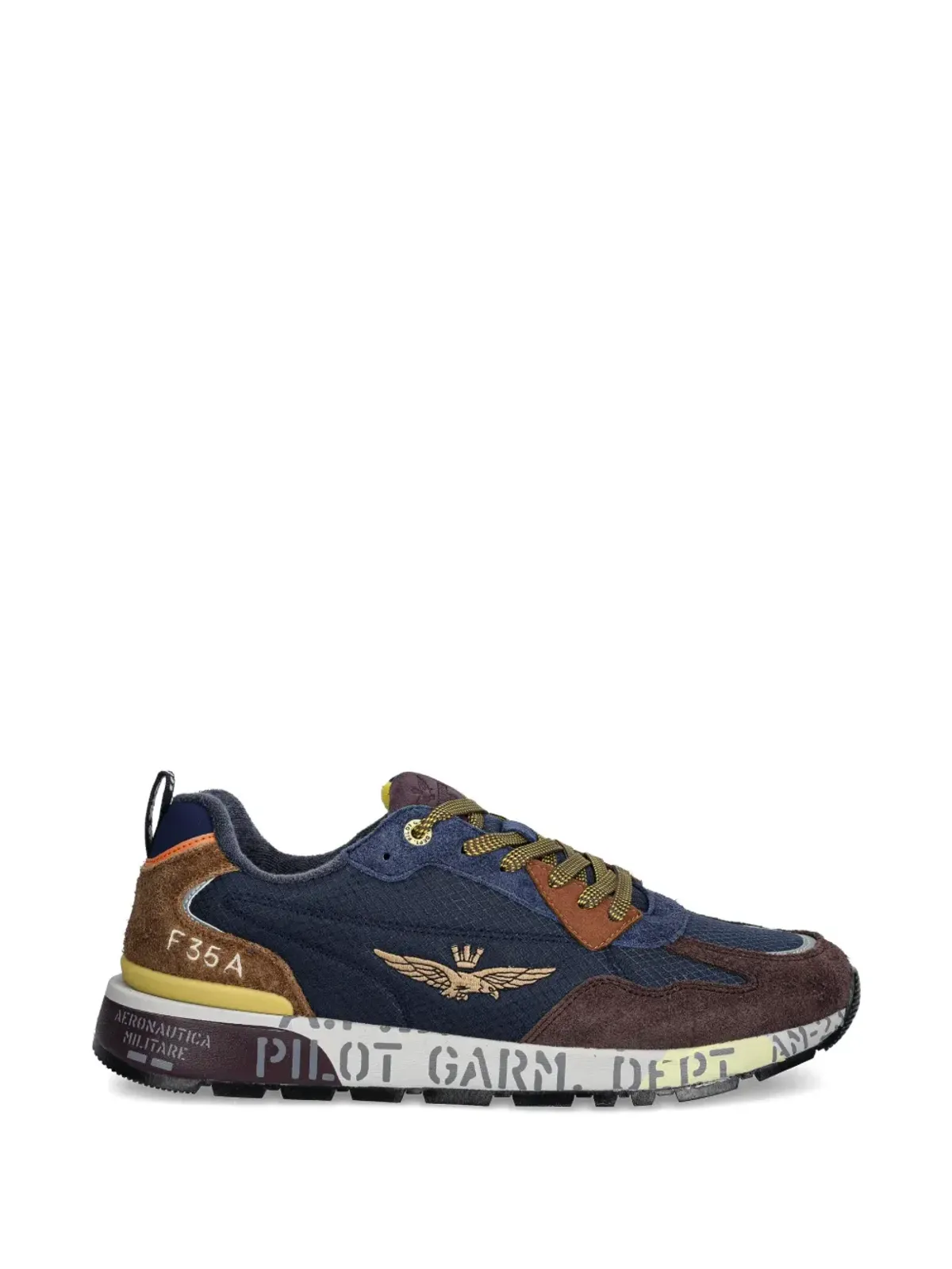 Aeronautica Militare logo-embroidered lace-up sneakers - Blue - 画像1