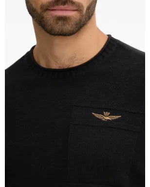 Aeronautica Militare ロゴディテールのブラックセーター - サムネイル5