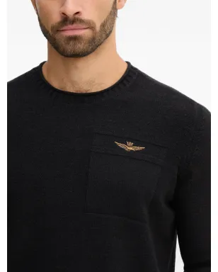 Aeronautica Militare ロゴディテールのブラックセーター - サムネイル4