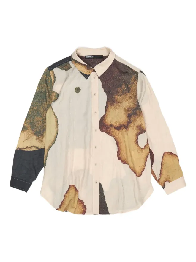 Bimba y Lola Bimba y Lola abstract-print crinkled shirt - Neutralsの商品画像