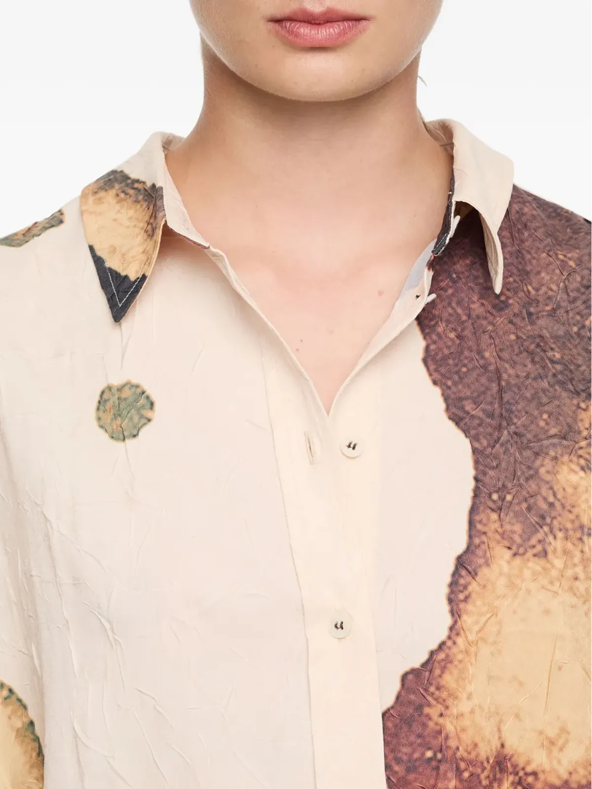 Bimba y Lola abstract-print crinkled shirt - Neutrals - 画像5