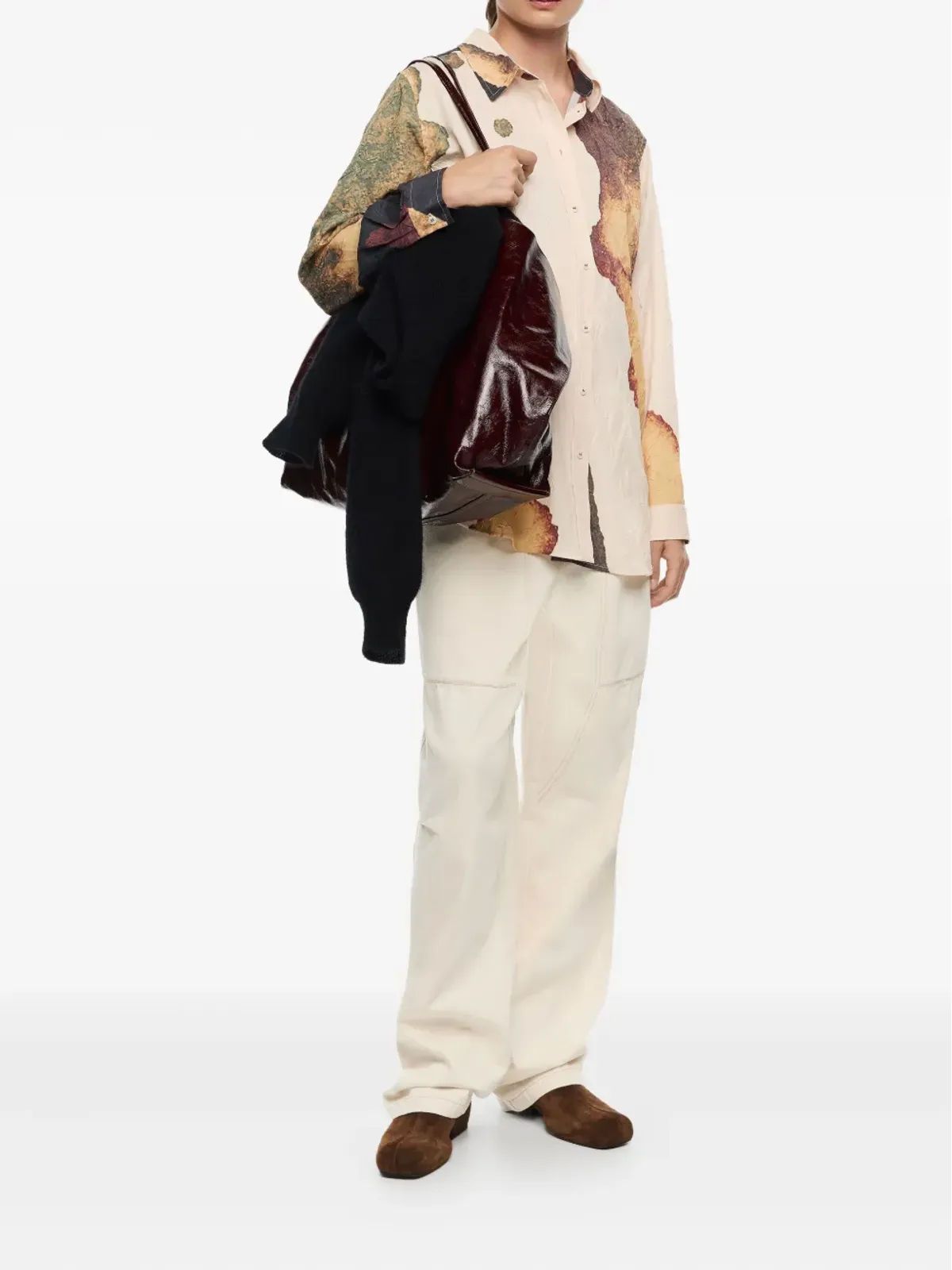 Bimba y Lola abstract-print crinkled shirt - Neutrals - 画像2