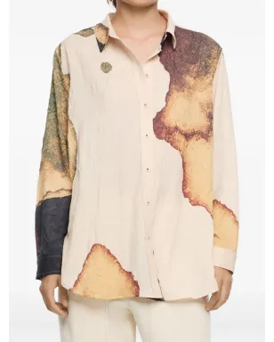 Bimba y Lola abstract-print crinkled shirt - Neutrals - サムネイル3