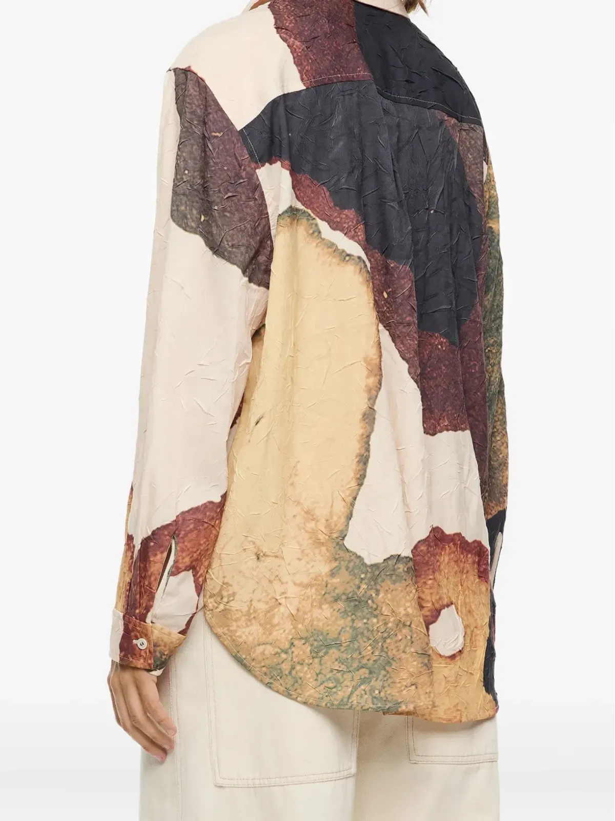 Bimba y Lola abstract-print crinkled shirt - Neutrals - 画像4