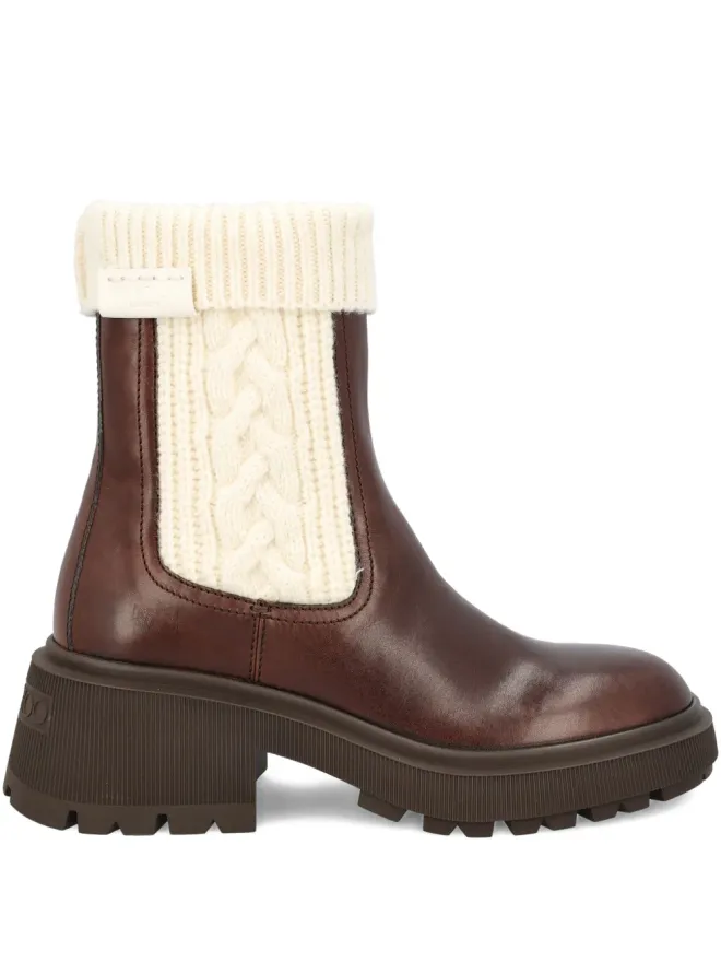 Jimmy Choo Jimmy Choo ニットトリム レザーブーツの商品画像