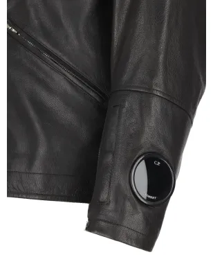 C.P. Company goggle-detail leather jacket - サムネイル4