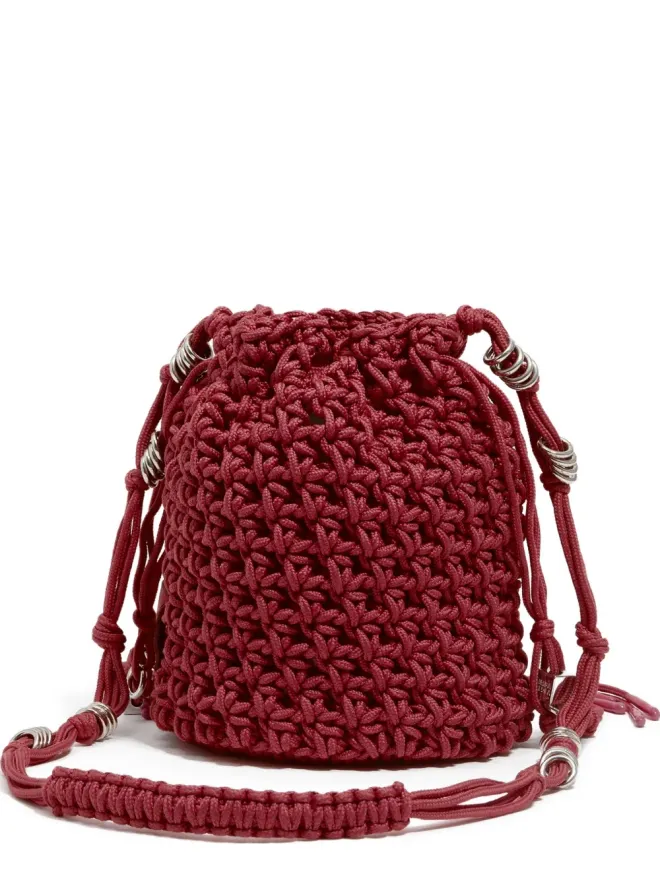 Bimba y Lola Bimba y Lola crochet drawstring bucket bag - Redの商品画像
