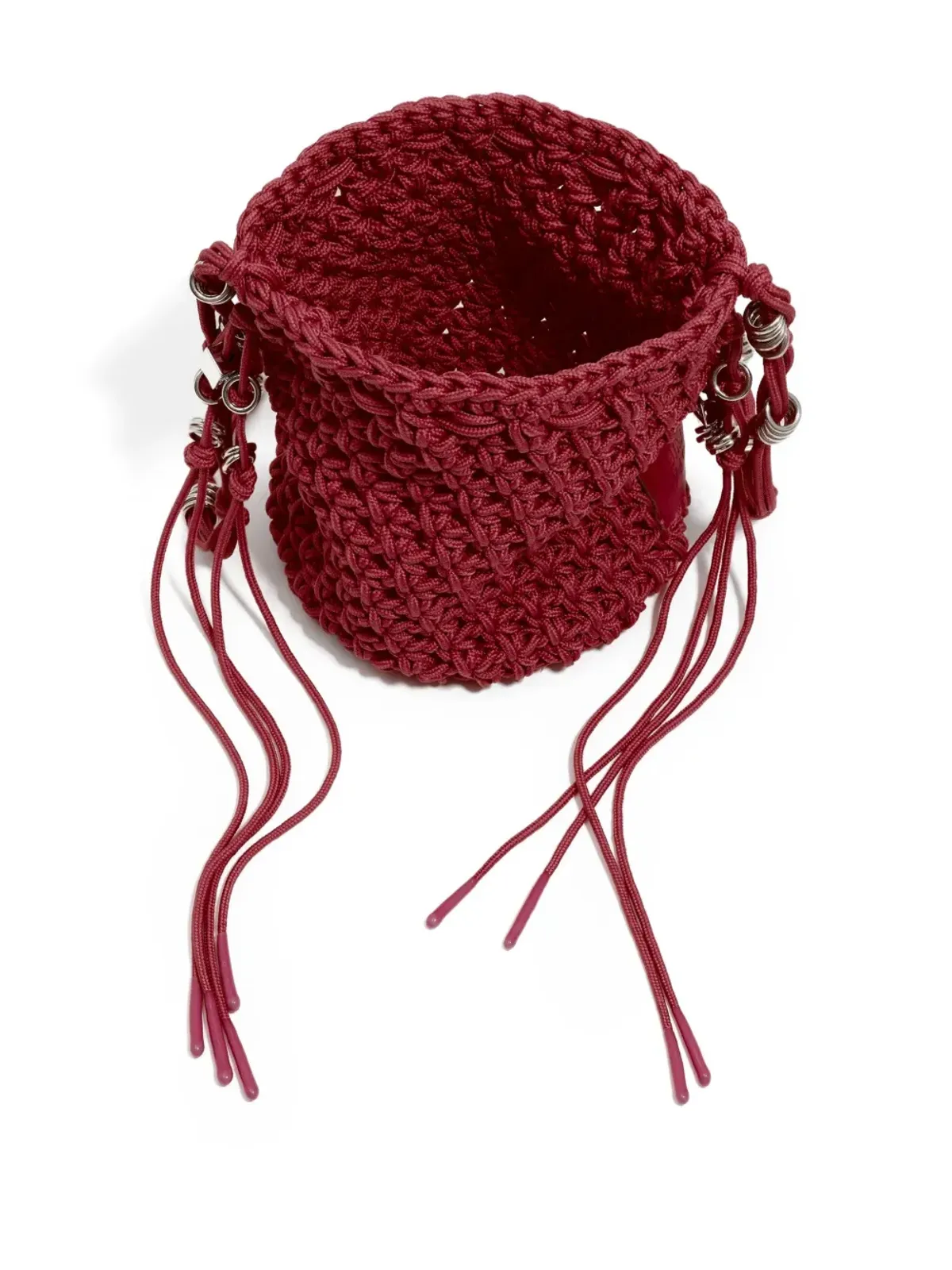 Bimba y Lola crochet drawstring bucket bag - Red - 画像5