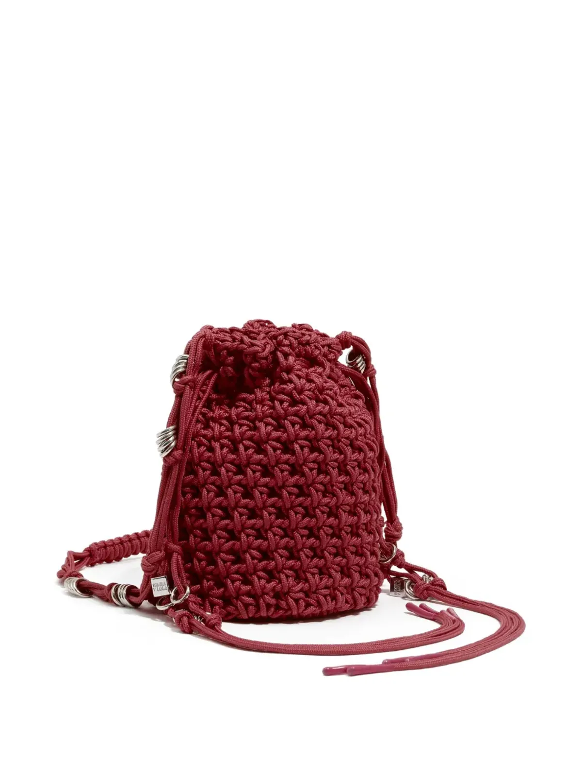 Bimba y Lola crochet drawstring bucket bag - Red - 画像3