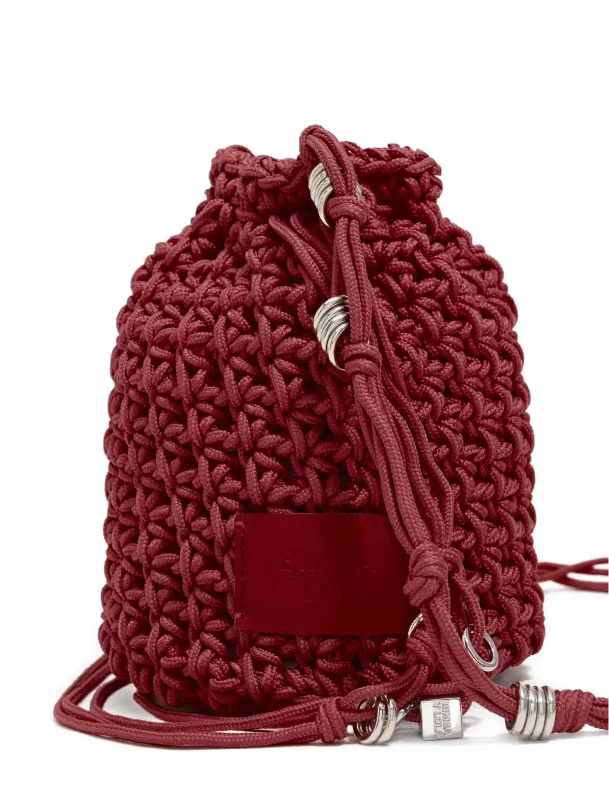 Bimba y Lola crochet drawstring bucket bag - Red - 画像4