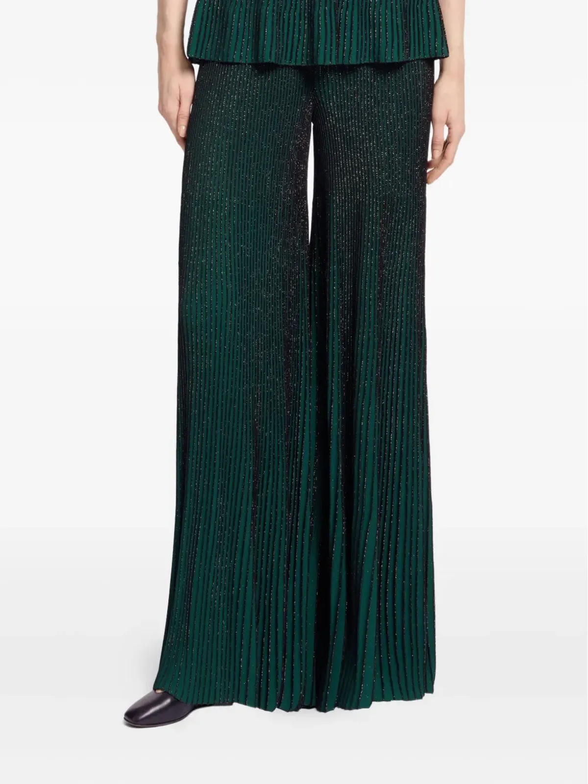 Elie Saab メタリックパンツ - グリーン - 画像3
