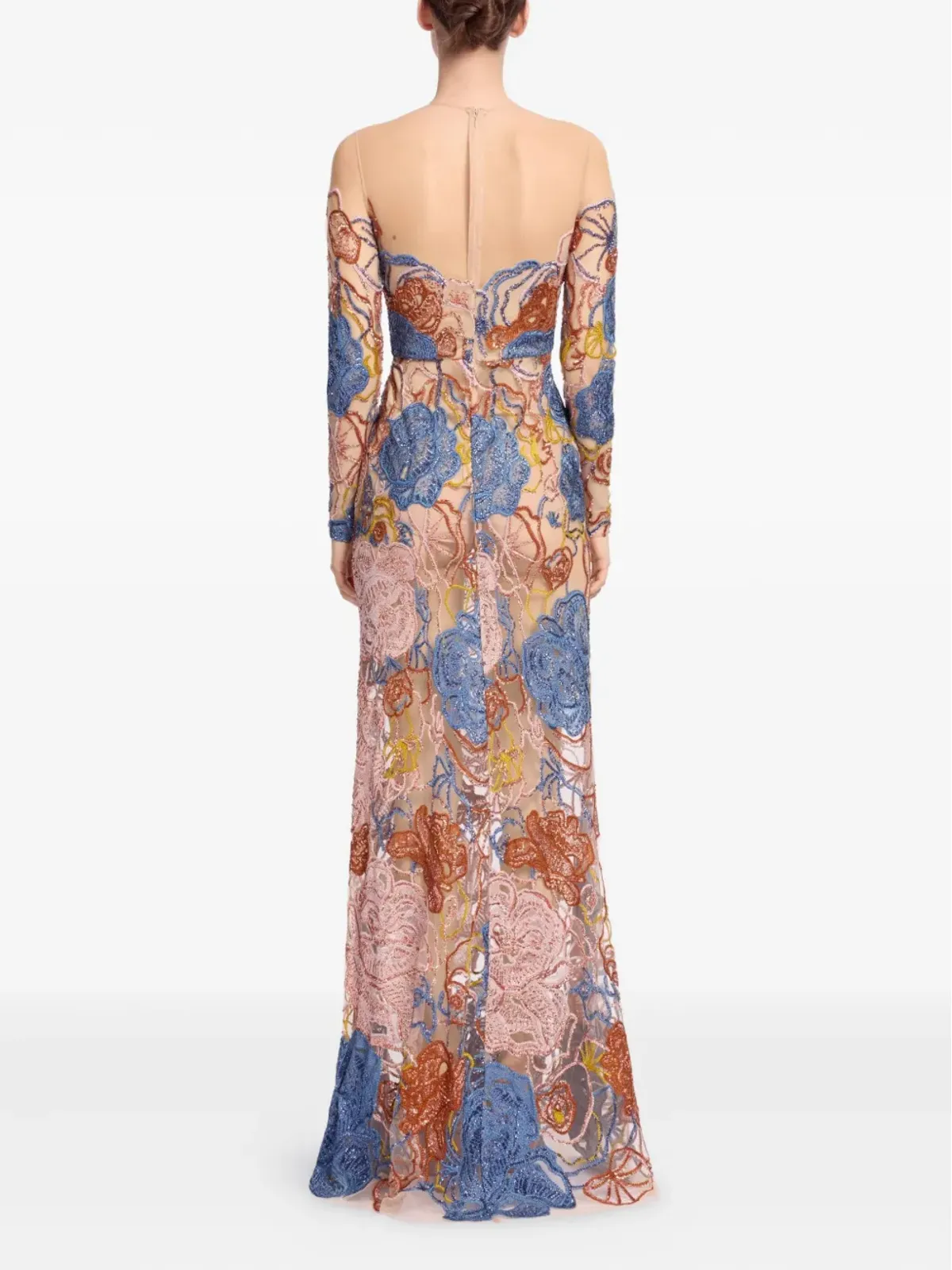 Elie Saab 花柄刺繍スパンコール付きマキシドレス - ブルー - 画像2