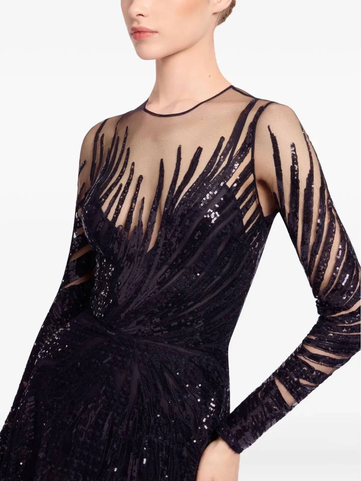 Elie Saab スパンコール入りチュール マキシドレス - 画像3