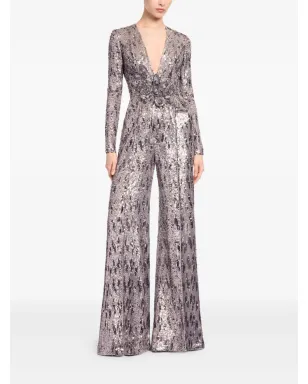 Elie Saab Vネック スパンコール ジャンプスーツ - グレー - サムネイル2