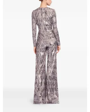 Elie Saab Vネック スパンコール ジャンプスーツ - グレー - サムネイル3