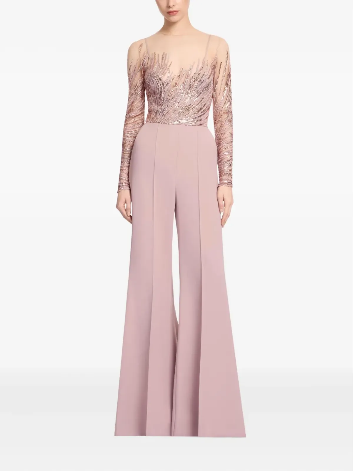 Elie Saab スパンコール装飾チュール刺繍ジャンプスーツ - ピンク - 画像2