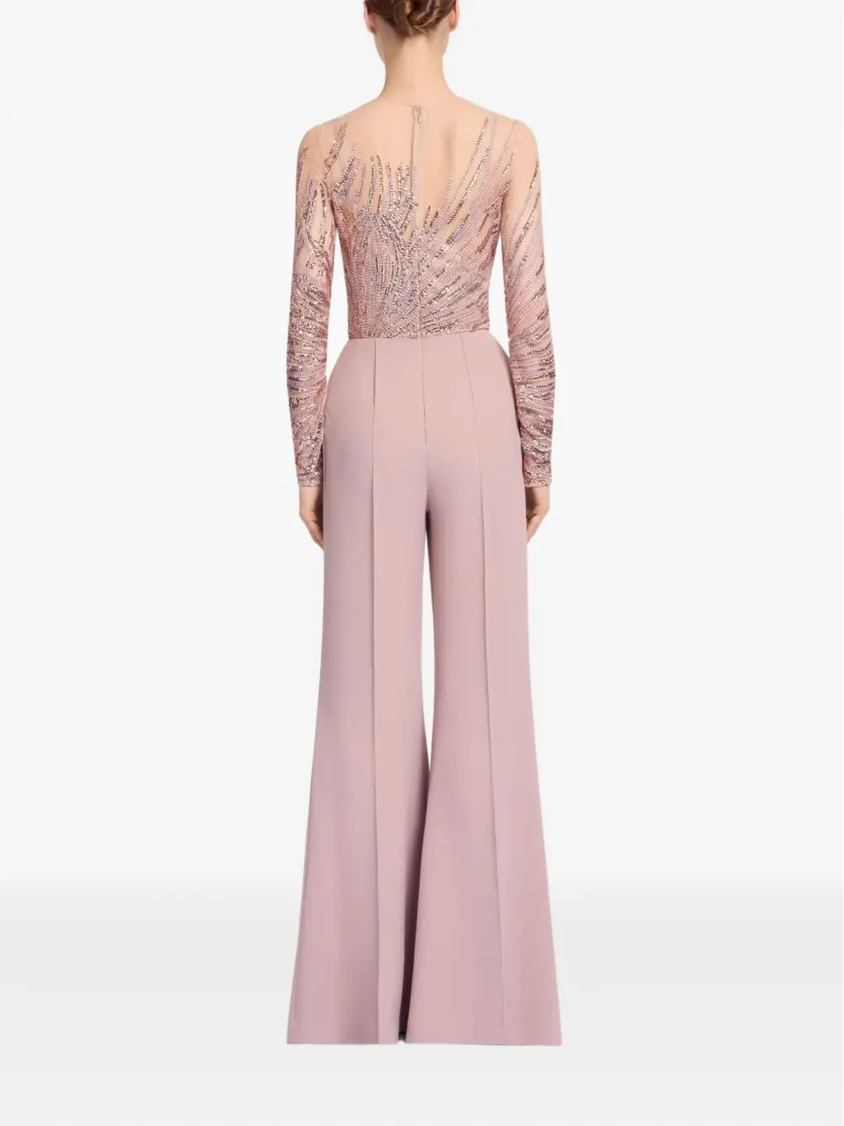 Elie Saab スパンコール装飾チュール刺繍ジャンプスーツ - ピンク - 画像3