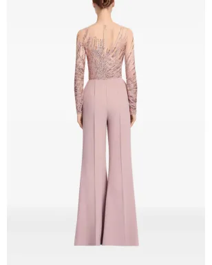 Elie Saab スパンコール装飾チュール刺繍ジャンプスーツ - ピンク - サムネイル3