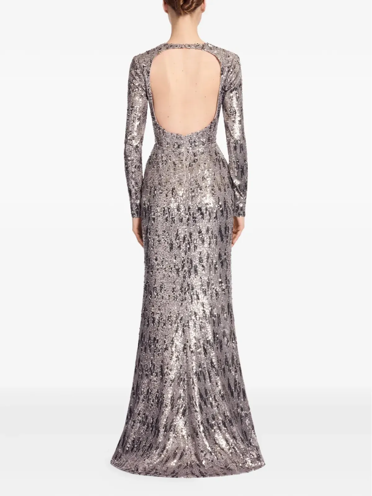 Elie Saab スパンコール装飾のオープンバックマキシドレス - グレー - 画像3