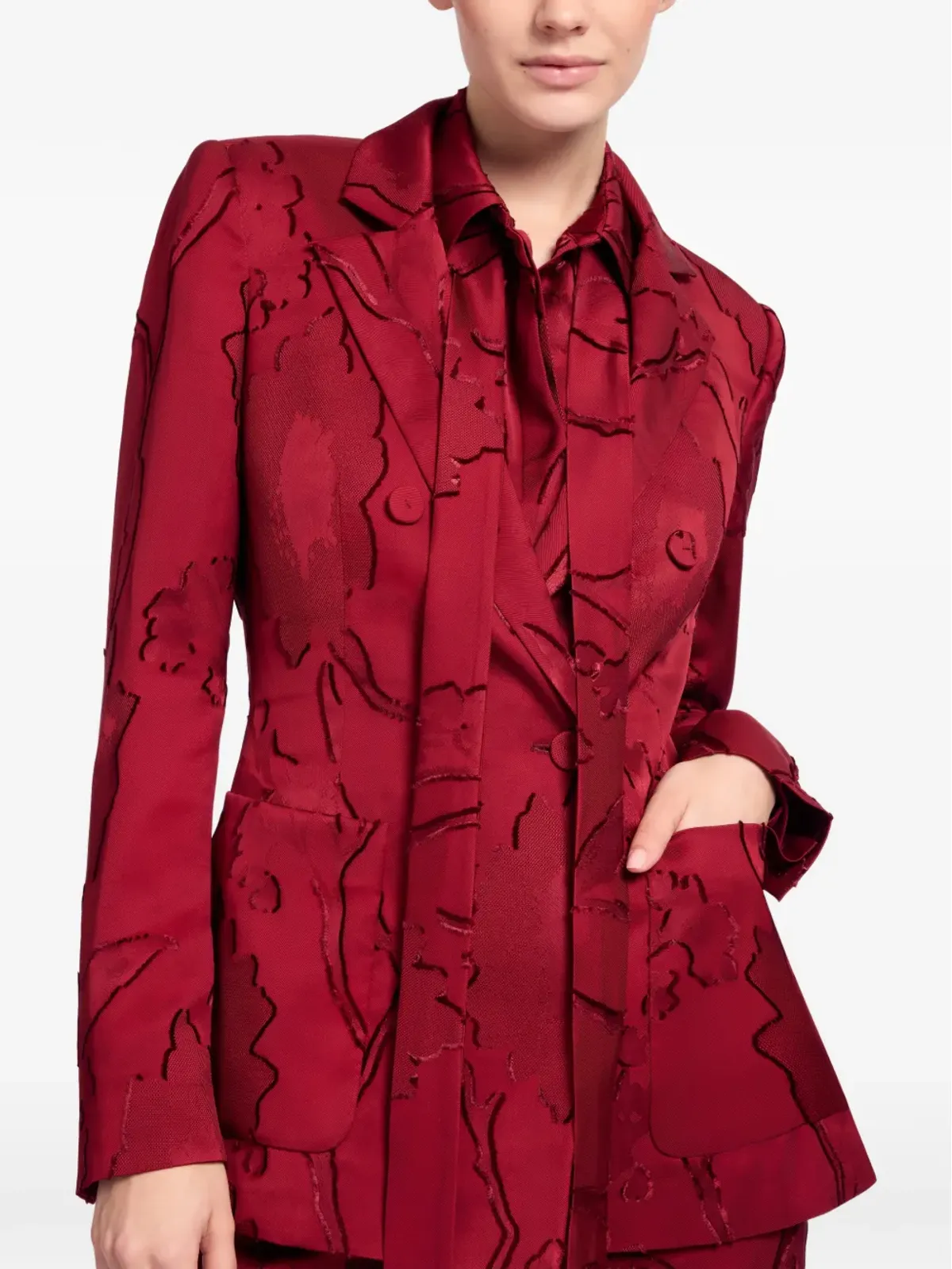 Elie Saab ジャカード ダブルブレスト ブレザー - 画像4