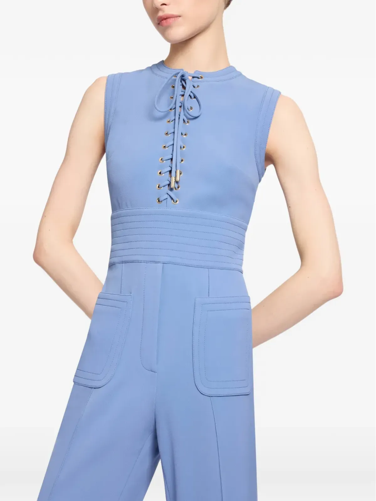 Elie Saab レースアップ丸首ジャンプスーツ - 画像4