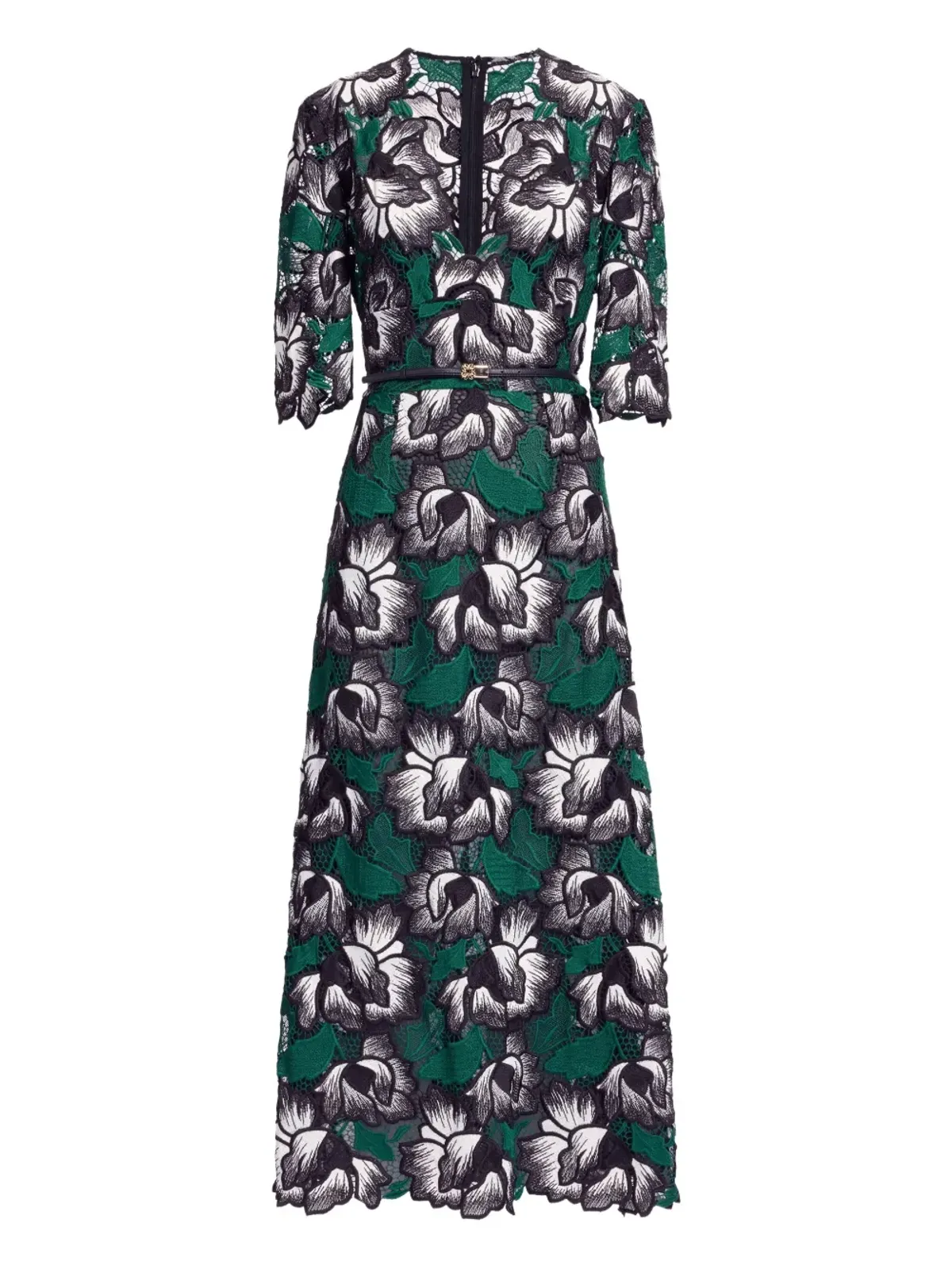 Elie Saab マクラメフローラルミディドレス - 画像1