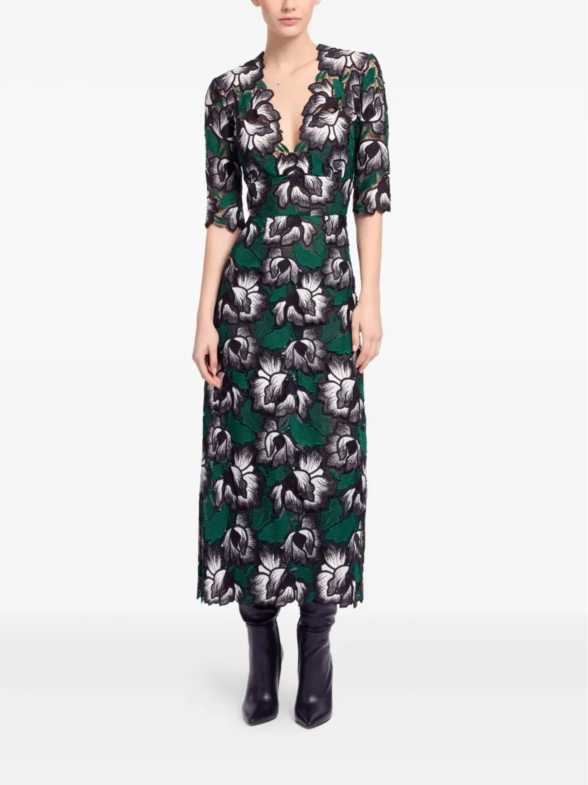 Elie Saab マクラメフローラルミディドレス - 画像2
