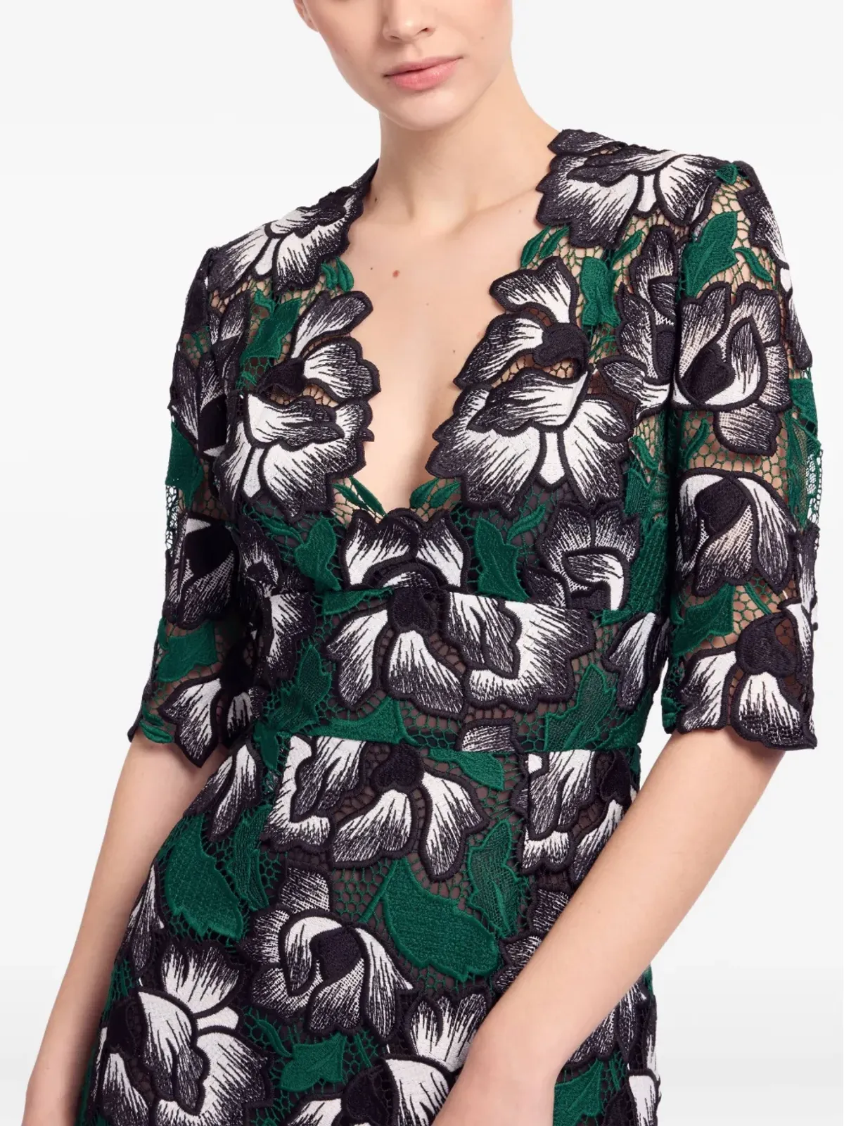 Elie Saab マクラメフローラルミディドレス - 画像4