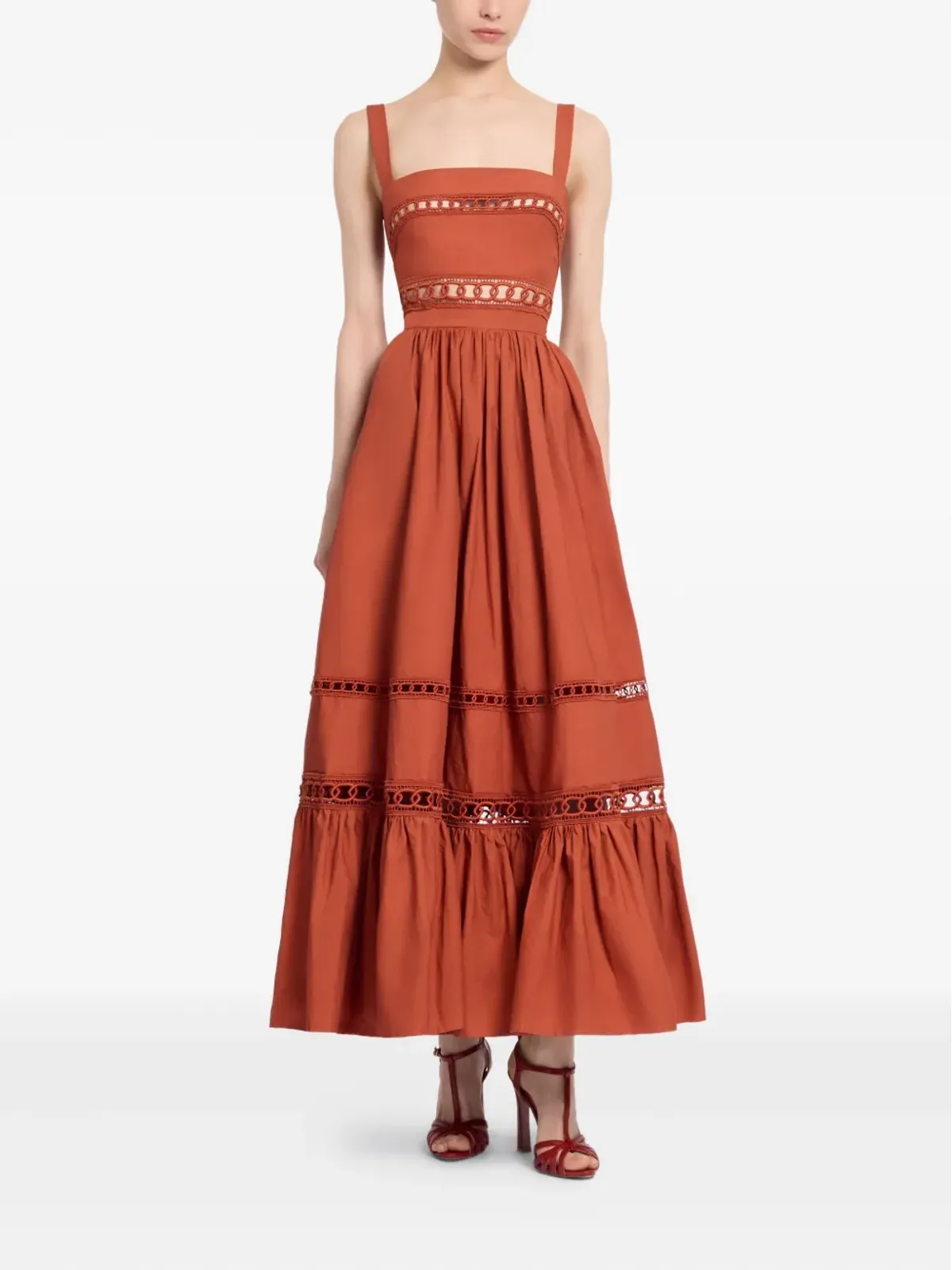 Elie Saab トリム装飾コットンミディドレス - 画像2