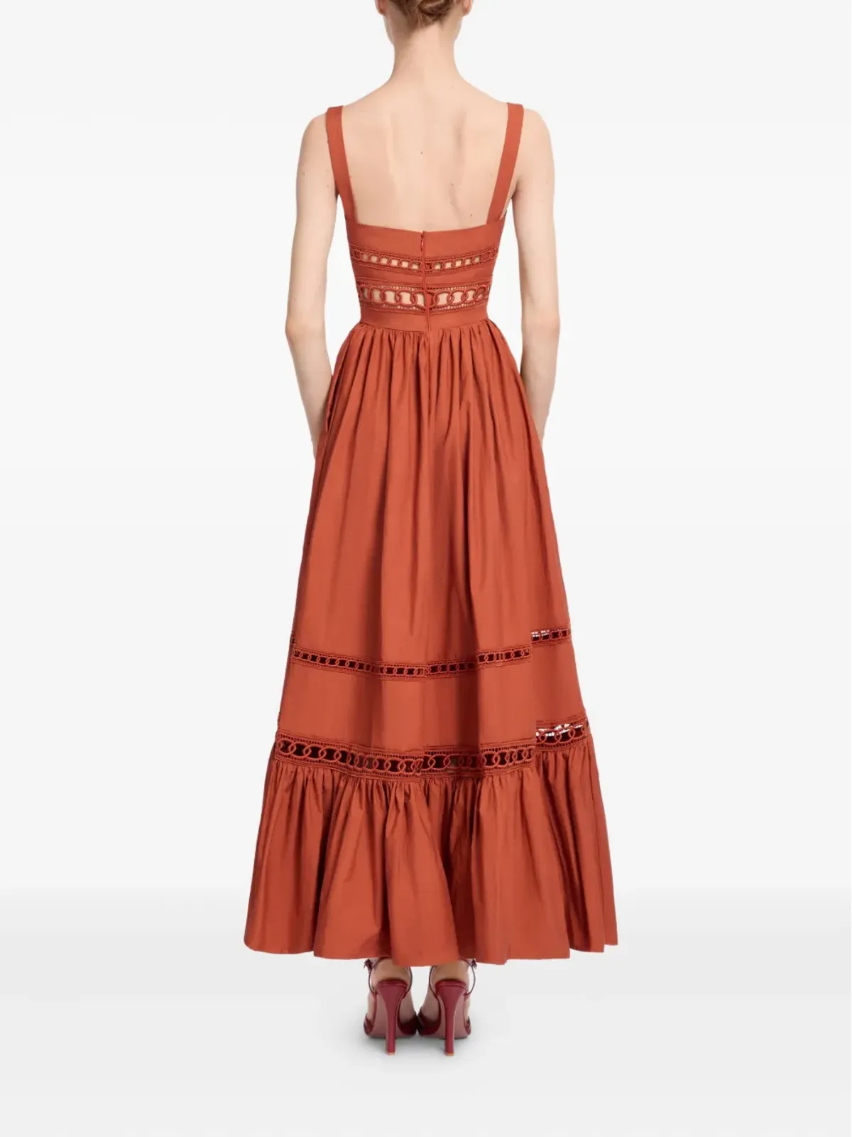 Elie Saab トリム装飾コットンミディドレス - 画像3