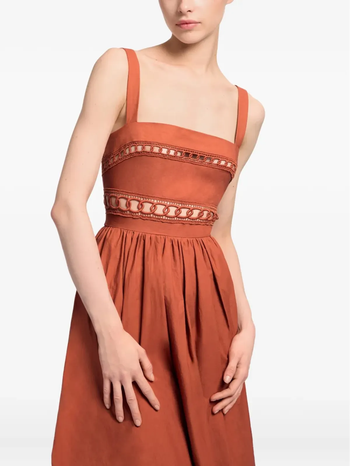 Elie Saab トリム装飾コットンミディドレス - 画像4