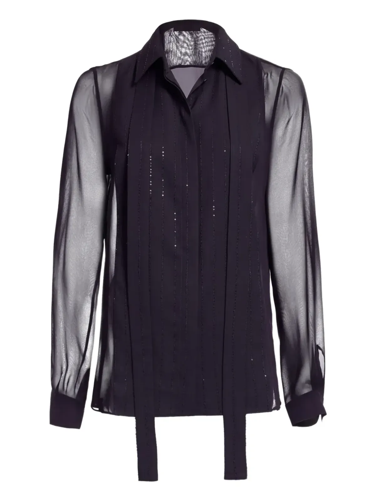 Elie Saab ピンストライプ入りシルクシャツ - ブラック - 画像1