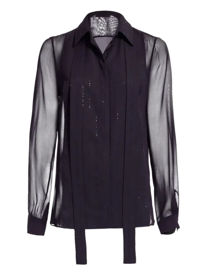 Elie Saab Elie Saab ピンストライプ入りシルクシャツ - ブラックの商品画像