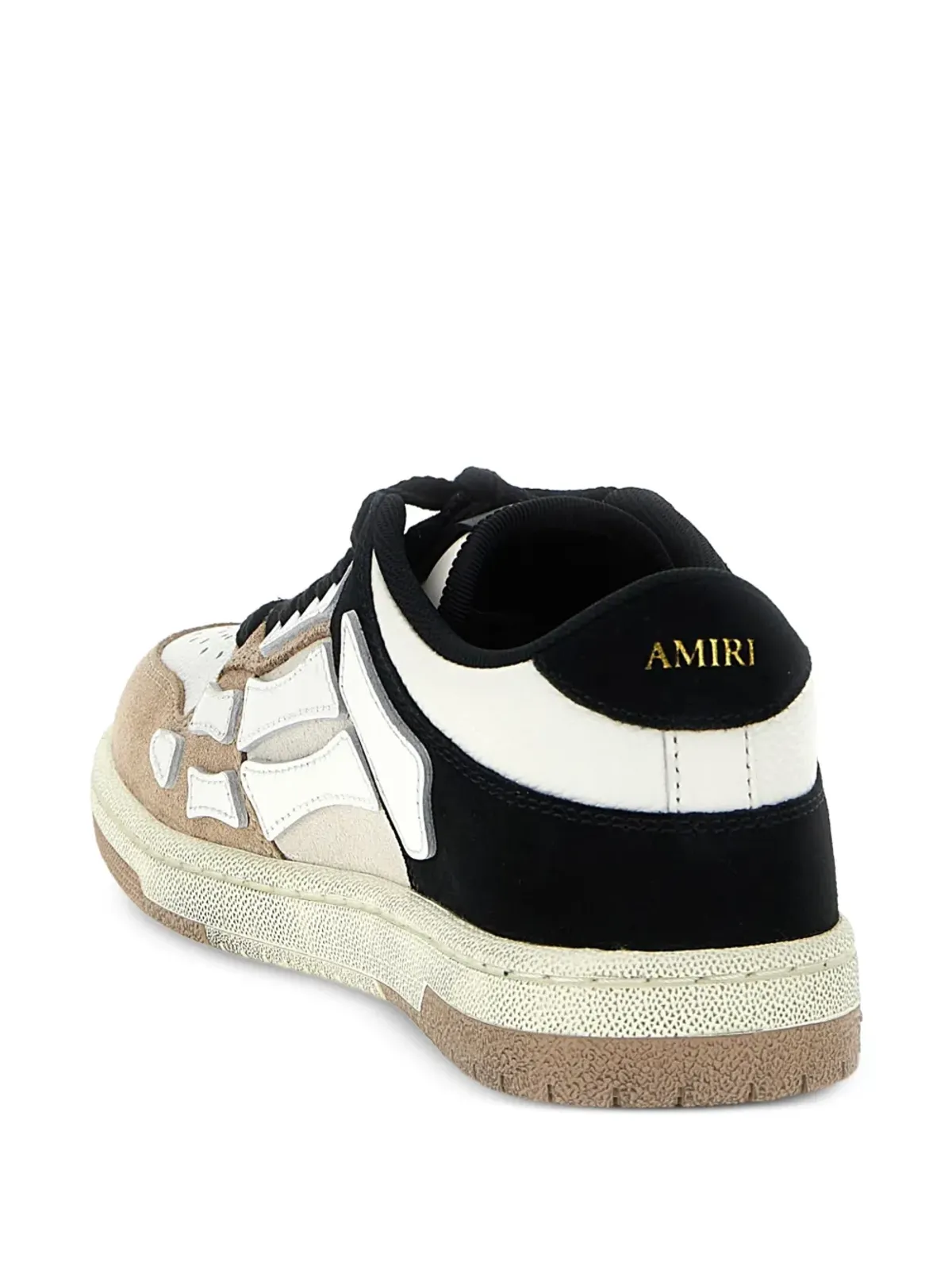 AMIRI ディストレスト・スケル・レザー スニーカー（ベージュ） - 画像3