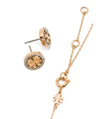 Tory Burch ミラー クリスタル装飾 ネックレスとイヤリング セット（ゴールド） - サムネイル3
