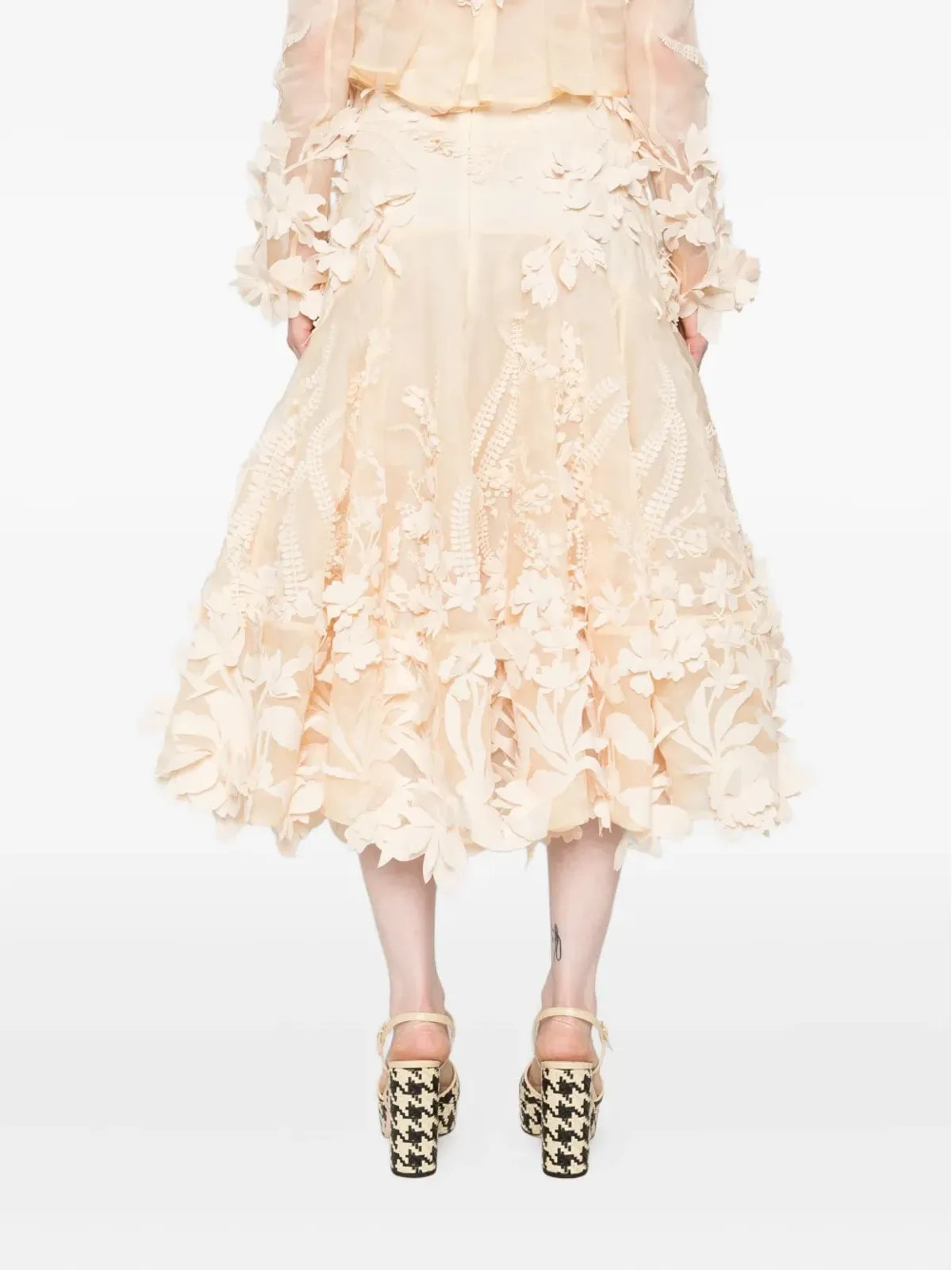 ZIMMERMANN 花柄アップリケ付きミディスカート - 画像4