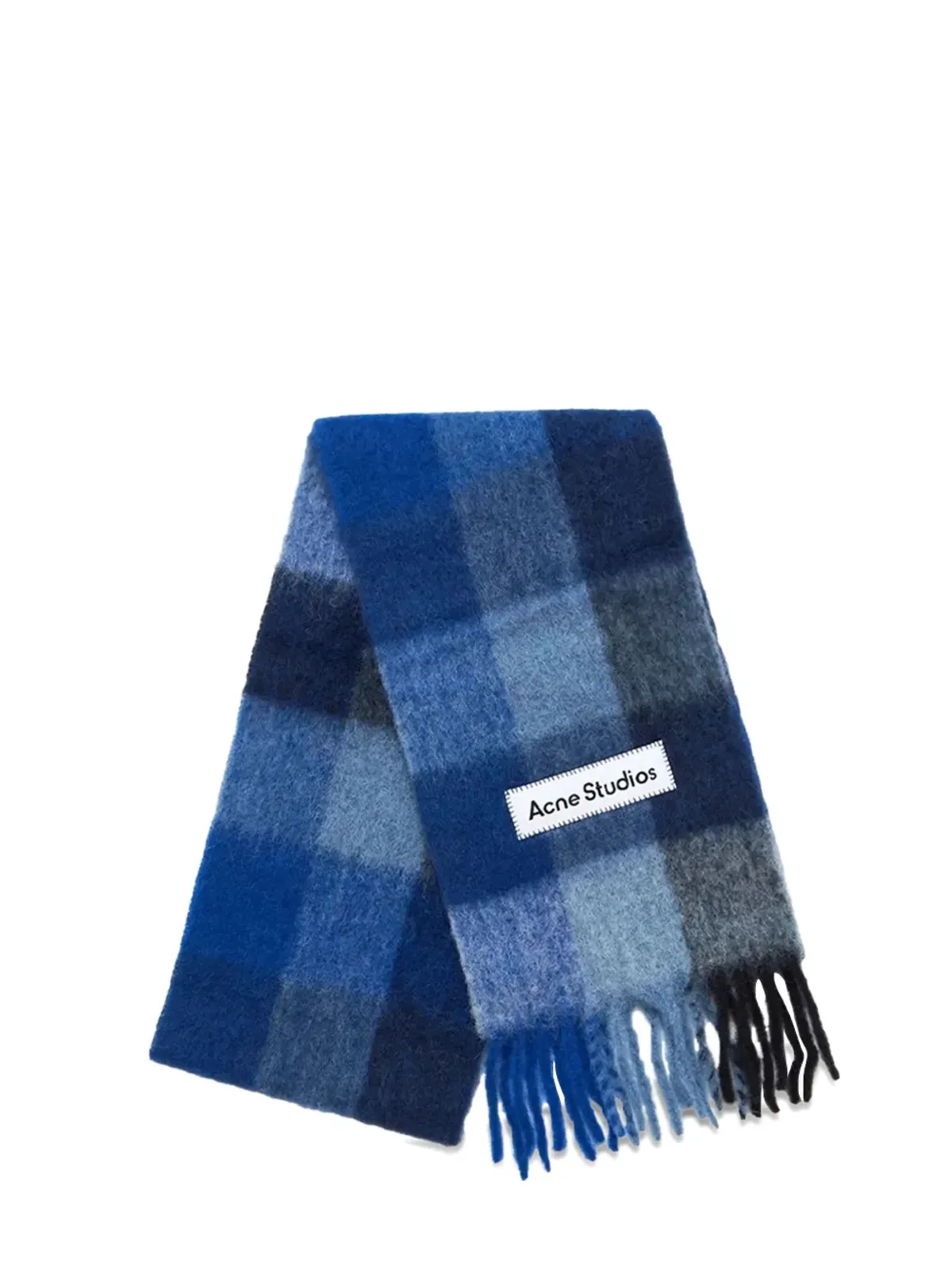 Acne Studios チェック柄フリンジストール - 画像1