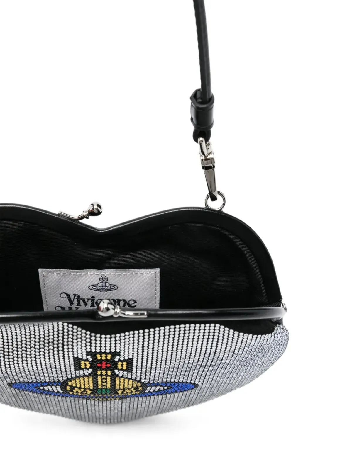 Vivienne Westwood ハート型クリスタル装飾クラッチバッグ - シルバー - 画像5
