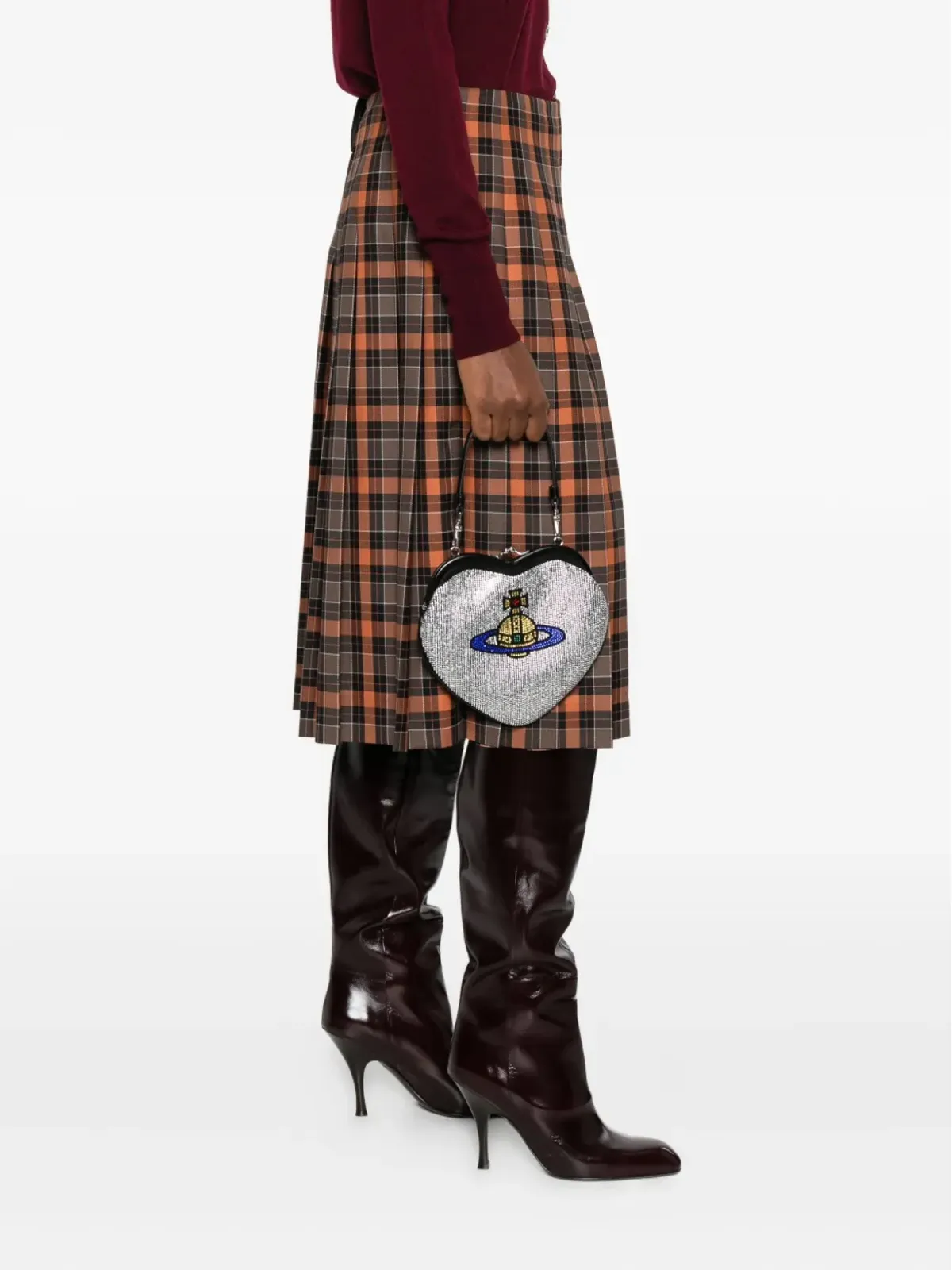Vivienne Westwood ハート型クリスタル装飾クラッチバッグ - シルバー - 画像2