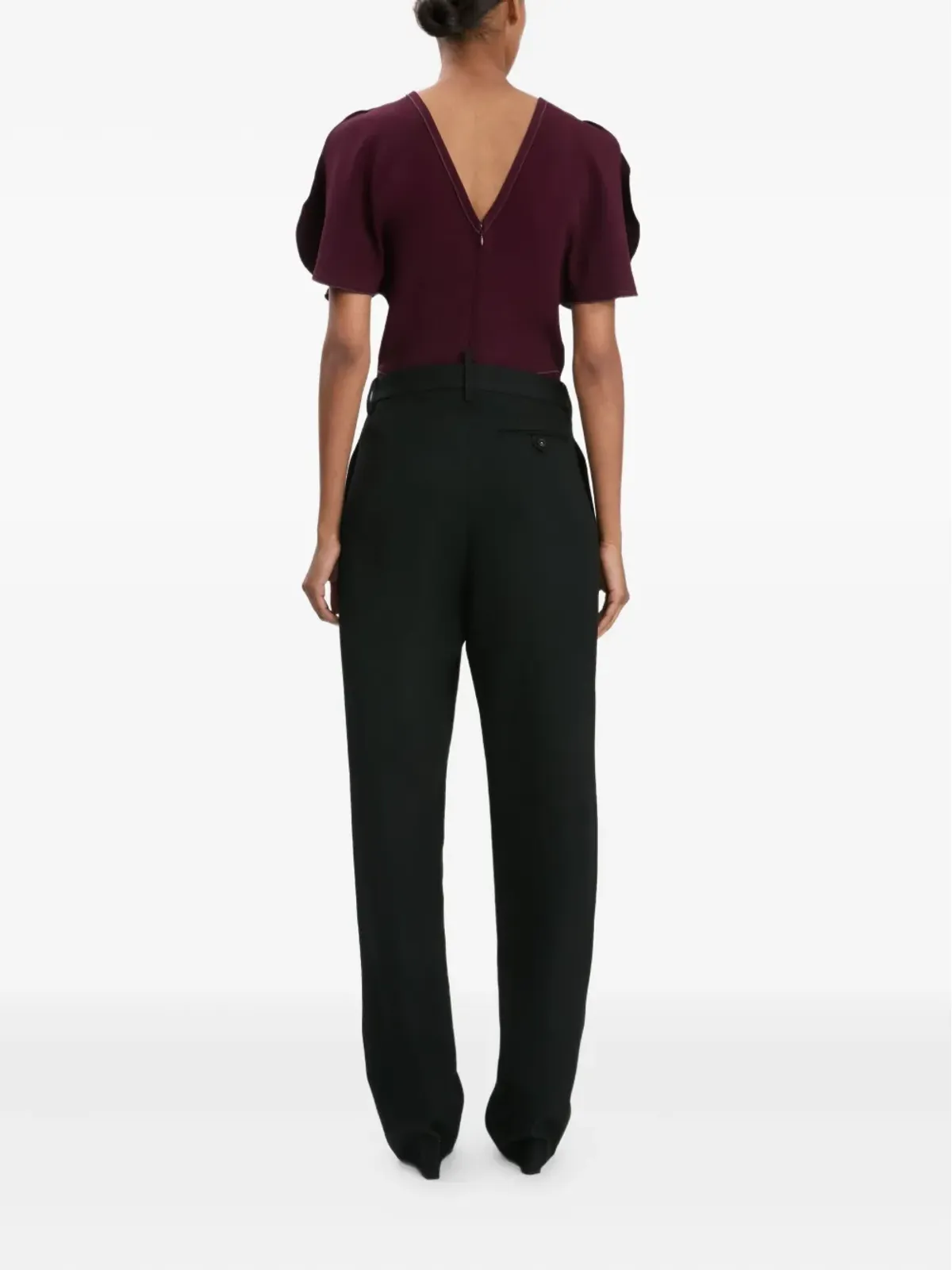Victoria Beckham プリーツ入りストレートパンツ - ブラック - 画像4