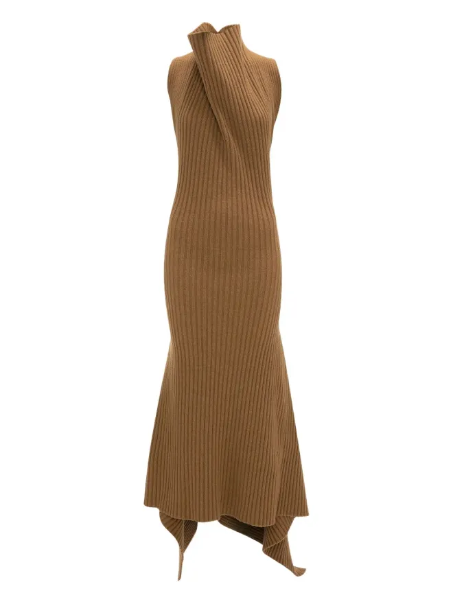 Victoria Beckham Victoria Beckham リブ編みドレープミディドレスの商品画像
