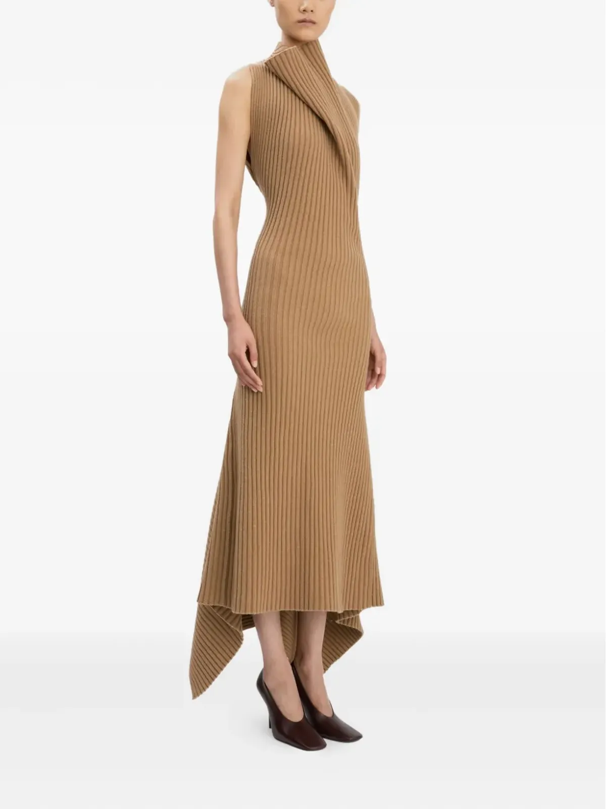 Victoria Beckham リブ編みドレープミディドレス - 画像3