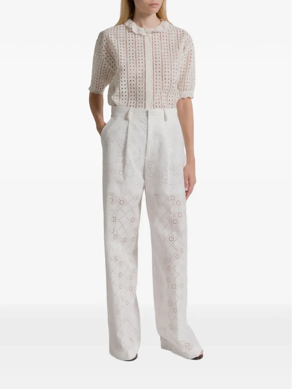 Alberta Ferretti アイレットパンツ - White - 画像2